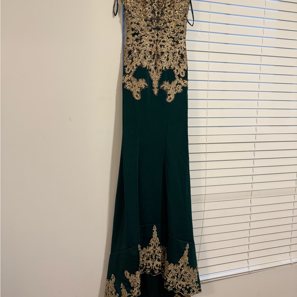 Elegant Green and Gold Dress